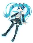  detached_sleeves full_body hatsune_miku legs long_hair meito_(maze) skirt solo thighhighs twintails vocaloid zettai_ryouiki 