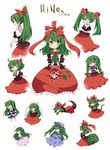  :3 acorn ahoge alternate_hairstyle animal_ears arm_ribbon bespectacled book bow braid bubble_skirt bunny_ears bunny_tail cat_ears cat_tail chibi cosplay dog_ears dog_tail front_ponytail glasses green_eyes green_hair hair_bow hair_ribbon hat highres inaba_tewi inaba_tewi_(cosplay) kagiyama_hina kawashiro_nitori kawashiro_nitori_(cosplay) kemonomimi_mode long_hair medicine_melancholy medicine_melancholy_(cosplay) mikan_(ama_no_hakoniwa) mizuhashi_parsee mizuhashi_parsee_(cosplay) one_eye_closed ponytail ribbon short_hair skirt smile squirrel_ears squirrel_tail tail touhou twin_braids twintails v_arms 