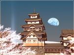  castle cherry_blossoms earth east_asian_architecture no_humans original scenery tower utilizator 