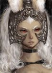  animal_ears armor bad_id bad_pixiv_id bunny_ears dark_skin final_fantasy final_fantasy_xii fran headpiece pon portrait red_eyes solo tsurime viera white_hair 