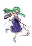  armpits detached_sleeves frog green_eyes green_hair hair_ornament kirisamemaru kochiya_sanae long_hair snake solo touhou 