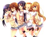  akiyama_mio bad_id bad_pixiv_id black_hair blonde_hair blue_eyes brown_hair closed_eyes hazuki_mizuho highres hirasawa_yui hug k-on! kotobuki_tsumugi long_hair multiple_girls nakano_azusa queue school_uniform short_hair tainaka_ritsu twintails 