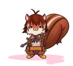  animal_ears animalization bad_id bad_pixiv_id blazblue brown_hair chibi furry makoto_nanaya midriff no_humans skirt solo squirrel squirrel_ears squirrel_tail tail tonfa varuru weapon 