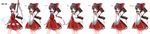  absurdres angry armpits blush bow brown_hair detached_sleeves expressions gohei hair_bow hakurei_reimu happy highres long_image miichi_(mimimi) ponytail red_eyes touhou wide_image wide_sleeves 