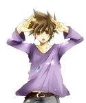 bad_id bad_pixiv_id brown_eyes brown_hair jewelry male_focus maroko322 necklace ookido_green open_mouth pokemon pokemon_(game) pokemon_rgby simple_background solo white_background 