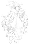  absurdres ahoge bad_id bad_pixiv_id greyscale highres lineart long_hair momo_michi monochrome sf-a2_miki smile solo very_long_hair vocaloid 
