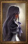  blue_hair bow frame frederica_bernkastel highres long_hair otaku_(artist) painting_(object) purple_eyes solo umineko_no_naku_koro_ni upper_body 
