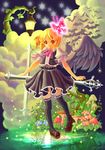  absurdres bat bug butterfly cloud cross dress highres insect lamppost mashiro_kiichi mushroom rumia short_hair smile solo spider star touhou wings 
