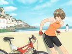  ahoge aihara_kaichi bad_id bad_pixiv_id bicycle bike_shorts bottle copyright_request fingerless_gloves gloves ground_vehicle mountain_bicycle short_hair solo water_bottle 