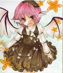  animal_ears flower hat marker_(medium) mizame mystia_lorelei shikishi short_hair smile solo touhou traditional_media wings 