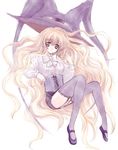  blonde_hair garter_straps hat lilith_(yamibou) long_hair mutsuki_toogo purple_eyes solo thighhighs very_long_hair witch_hat yami_to_boushi_to_hon_no_tabibito 