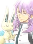  ar_tonelico ar_tonelico_iii braid glasses hikari_gojou long_hair male_focus okahara_megu purple_eyes purple_hair simple_background tepo twin_braids 