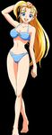  1girl big_breasts bikini blonde_hair blue_eyes breasts cleavage furinji_miu hair_held_back large_breasts long_hair shijou_saikyou_no_deshi_ken'ichi shijou_saikyou_no_deshi_kenichi solo swimsuit 