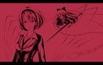  alice_margatroid bad_id bad_pixiv_id doll formal letterboxed monochrome pant_suit red red_background shanghai_doll shihiron short_hair solo suit touhou 