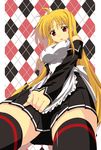  blonde_hair cosplay dream_c_club dream_c_club_(series) fate_testarossa iga_tamaki long_hair lyrical_nanoha mahou_shoujo_lyrical_nanoha_strikers mian_(dream_c_club) mian_(dream_c_club)_(cosplay) solo thighhighs zettai_ryouiki 