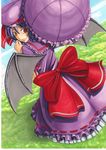  bad_id bad_pixiv_id bat_wings bow dress from_behind hat highres looking_back marker_(medium) parasol purple_hair red_eyes remilia_scarlet shin_k short_hair solo touhou traditional_media umbrella wings 