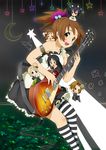  akiyama_mio asymmetrical_clothes brown_eyes brown_hair chibi don't_say_&quot;lazy&quot; gibson guitar hirasawa_ui hirasawa_yui instrument k-on! kneehighs kotobuki_tsumugi les_paul multiple_girls nakano_azusa ponytail short_hair socks striped striped_legwear tainaka_ritsu thighhighs waha_(artist) 