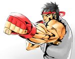  black_eyes black_hair capcom clenched_hand gloves headband hijiki_(b-stroke) muscle punch punching ryu ryuu_(street_fighter) serious spiked_hair street_fighter 