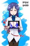  apple_inc. bad_id bad_pixiv_id bikini_top blue_hair blush breasts cleavage closed_eyes computer idolmaster idolmaster_(classic) ipad kisaragi_chihaya long_hair medium_breasts scotch solo tablet_pc tears thigh_gap x-ray x-ray_vision 