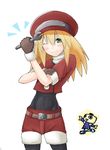  akagi_kiyo bad_id bad_pixiv_id blonde_hair gloves green_eyes hat kobun red_shorts rockman rockman_dash roll_caskett shorts wrench 