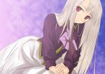  auauun fate/stay_night fate_(series) illyasviel_von_einzbern long_hair red_eyes silver_hair solo very_long_hair 