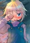  bad_id bad_pixiv_id blonde_hair blue_eyes blush chrono_cross embers hizuki_reiya kid_(chrono_cross) overalls solo tears younger 