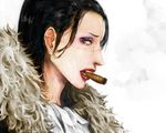  bad_id bad_pixiv_id black_hair cigar erichika eyeshadow genderswap genderswap_(mtf) lips lipstick makeup one_piece portrait profile realistic scar short_hair sir_crocodile smoking solo 