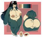  anthro areola belly big_belly big_breasts big_butt bow breasts butt claws demonnyuu digital_media_(artwork) eyes_closed female hair hi_res huge_breasts huge_butt long_hair mammal model_sheet nintendo nipples nude overweight overweight_female pok&eacute;mon pok&eacute;mon_(species) pussy red_eyes ribbons simple_background smile snorlax solo teeth thick_thighs toe_claws video_games voluptuous wide_hips 