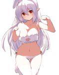  absurdres animal_ears breasts brown_eyes bunny_ears cat_cutout cat_ear_panties cat_lingerie cleavage cleavage_cutout dungeon_and_fighter highres large_breasts long_hair meme_attire navel panties pointy_ears side-tie_panties solo tandohark thighhighs transparent_background underwear white_hair white_legwear white_panties 