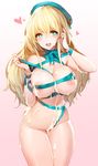  areolae atago_(kantai_collection) beret blonde_hair blush breasts chocolate chocolate_on_breasts gradient gradient_background green_eyes hat heart heart-shaped_pupils highres kantai_collection large_breasts long_hair looking_at_viewer naked_ribbon nipple_slip nipples open_mouth pink_background ribbon simple_background smile snowball22 solo suggestive_fluid symbol-shaped_pupils valentine white_chocolate 