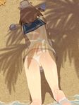  all_fours ass back beach brown_hair dress from_above from_behind headgear kantai_collection long_sleeves meron ocean palm_tree panties sailor_dress sand seashell see-through shadow shell short_dress short_hair sketch solo starfish tree tree_shade underwear upskirt wet wet_clothes white_panties yukikaze_(kantai_collection) 