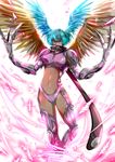  blue_hair claws digimon digimon_frontier head_wings mask midriff navel scarf short_hair shutumon solo wings winni 