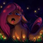  2019 equine eyelashes female fluttershy_(mlp) freckles friendship_is_magic grass hi_res mammal miokomata my_little_pony night open_mouth outside pegasus saliva tongue tongue_out wings 
