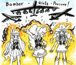  3girls artist_request b-52 blonde_haired_cure_(bomber_girls_precure)_(happinesscharge_precure!) bomber_girls_precure explosion grey_haired_cure_(bomber_girls_precure)_(happinesscharge_precure!) happinesscharge_precure! mitsuwo_kouki multiple_girls precure red_haired_cure_(bomber_girls_precure)_(happinesscharge_precure!) 