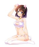  :o alternate_costume animal_ears bangs bashen_chenyue bell bell_choker blush breasts brown_eyes brown_hair cat_cutout cat_ear_panties cat_ears cat_lingerie cat_tail choker cleavage_cutout eyebrows eyebrows_visible_through_hair fake_animal_ears frills full_body groin highres jingle_bell katou_megumi large_breasts long_hair meme_attire navel no_shoes panties paw_print saenai_heroine_no_sodatekata short_hair side-tie_panties simple_background sitting solo stomach tail thighhighs underwear underwear_only wariza white_background white_legwear white_panties 