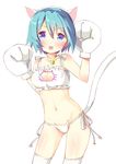  :d absurdres animal_ears bell bell_choker bell_collar blue_eyes blue_hair bra breasts cat_cutout cat_ear_panties cat_ears cat_lingerie cat_paws cat_tail choker cleavage cleavage_cutout collar fake_animal_ears fang gloves highres jingle_bell mahou_shoujo_madoka_magica medium_breasts meme_attire miki_sayaka navel open_mouth panties paw_gloves paws short_hair side-tie_panties smile solo stomach string_panties tail thighhighs tsubaki_(tatajd) underwear underwear_only white_bra white_legwear white_panties 
