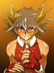  cum cum_in_mouth drooling facial fellatio fudou_yuusei handjob looking_at_viewer male_focus multiple_boys oral penis pov saliva yamagishi_mk_ni yaoi yu-gi-oh! yuu-gi-ou_5d's 