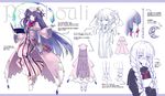  alternate_costume alternate_hairstyle bespectacled book bow braid capelet character_name character_sheet cierra_(ra-bit) colorized crescent crystal dress from_behind full_body glasses hair_bow hat highres letterboxed long_hair long_sleeves looking_at_viewer mob_cap open_book patchouli_knowledge profile purple_hair ribbon sailor_collar school_uniform shoes sketch striped striped_dress text_focus touhou translated twin_braids upper_body wide_sleeves 