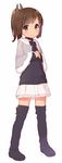  alternate_costume bad_id bad_pixiv_id boots brown_eyes brown_hair capelet i-401_(kantai_collection) kantai_collection muhogame ponytail solo standing sweater tan thigh_boots thighhighs 