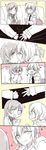  anastasia_(idolmaster) comic highres idolmaster idolmaster_cinderella_girls kiss kyou_039 long_hair monochrome multiple_girls nitta_minami rock_paper_scissors short_hair sketch smile yuri 