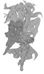  akemi_homura character_request drill_hair greyscale halloween halloween_costume hat head_wings kaname_madoka mahou_shoujo_madoka_magica miki_sayaka momoe_nagisa monochrome multiple_girls pg_(pgouwoderen) sakura_kyouko tomoe_mami white_background witch_hat 