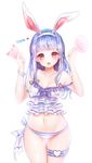  :o animal_ears artist_name babydoll bangs bare_shoulders blue_hair blue_ribbon blunt_bangs bracelet breasts bunny_ears candy cleavage collarbone cowboy_shot eyebrows eyebrows_visible_through_hair fake_animal_ears food frills hairband hands_up heart highres holding holding_food jewelry lollipop long_hair looking_at_viewer navel open_mouth original panties red_eyes ribbon shal.e side-tie_panties simple_background small_breasts solo stomach strap_slip striped striped_panties thigh_gap thigh_strap underwear white_background white_panties 