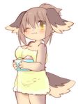  brown_hair dog furry moka-momaka naked_towel one_eye_closed short_hair towel 