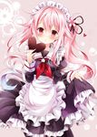  :o apron blue_hair chocolate chocolate_heart gradient_hair harusame_(kantai_collection) heart kantai_collection long_hair maid maid_apron maid_headdress multicolored_hair nogi_takayoshi parted_lips pink_eyes pink_hair side_ponytail skirt solo very_long_hair 