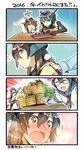  4koma :d :o ^_^ akashi_(kantai_collection) black_hair blush brown_hair choker close-up closed_eyes comic commentary_request crate desk dress elbow_gloves face glasses gloves hair_ribbon hand_on_another's_shoulder headgear kantai_collection long_hair long_sleeves model_airplane model_ship multiple_girls nagato_(battleship) nagato_(kantai_collection) nonco nose_blush o3o object_namesake ooyodo_(kantai_collection) open_mouth pink_hair pleated_skirt pose red_eyes ribbon sailor_dress school_uniform serafuku short_hair silent_comic skirt smile sparkle sparkling_eyes thighhighs translated trembling tress_ribbon wavy_mouth yukikaze_(kantai_collection) 