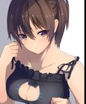  absurdres black_bra bra breasts brown_eyes brown_hair cat_lingerie dyson_(edaokunnsaikouya) highres kaga_(kantai_collection) kantai_collection long_hair medium_breasts meme_attire side_ponytail solo underwear 