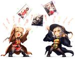  :d =_= black_legwear blonde_hair blush breasts chestnut_mouth chibi cloak commentary_request flandre_scarlet hat imizu_(nitro_unknown) komeiji_koishi multiple_girls open_mouth sailor_collar short_hair silver_hair skirt small_breasts smile thighhighs touhou v-shaped_eyebrows wings zettai_ryouiki 