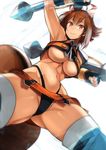  animal_ears ass_visible_through_thighs black_panties blazblue breasts brown_hair highleg highleg_panties highres large_breasts makoto_nanaya nishiide_kengorou panties pantyshot pantyshot_(standing) red_eyes short_hair solo squirrel_ears squirrel_tail standing tail thick_thighs thighs underboob underwear 