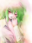  1girl finger_in_mouth green_hair kazami_yuuka red_eyes short_hair sugai touhou 