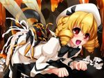  1girl bee bestiality blonde_hair clothed_sex cum hat insect luna_child open_mouth red_eyes saliva sex suramo tongue touhou touhou_sangetsusei wings 